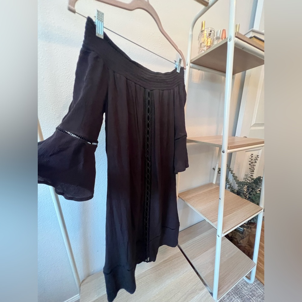 Strapless midi gauze dress